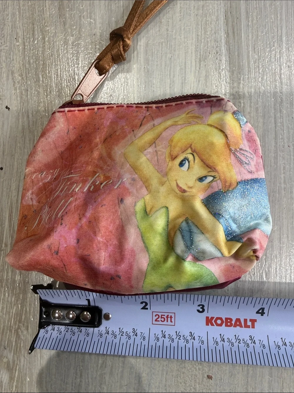 Disney Tinker Bell Pink and Green Small Zip Pouch